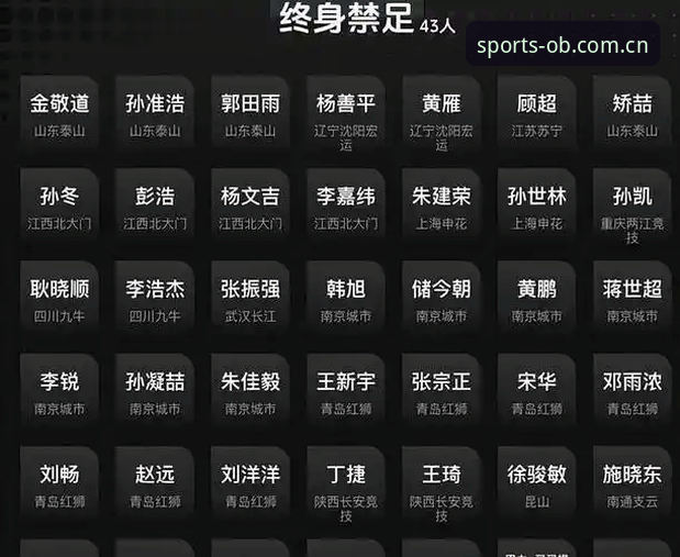 足球反腐禁足名单实用解析：从OB体育视角看中国足坛净化行动